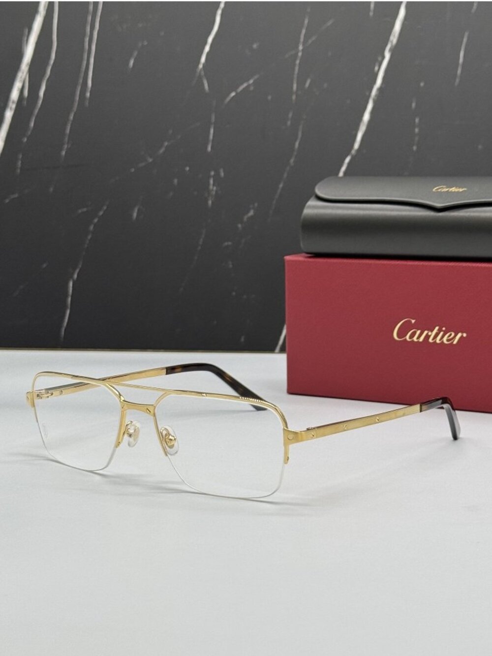 NWT Cartier Gold Metal Men Eyeglasses CT0308O 003 Authentic